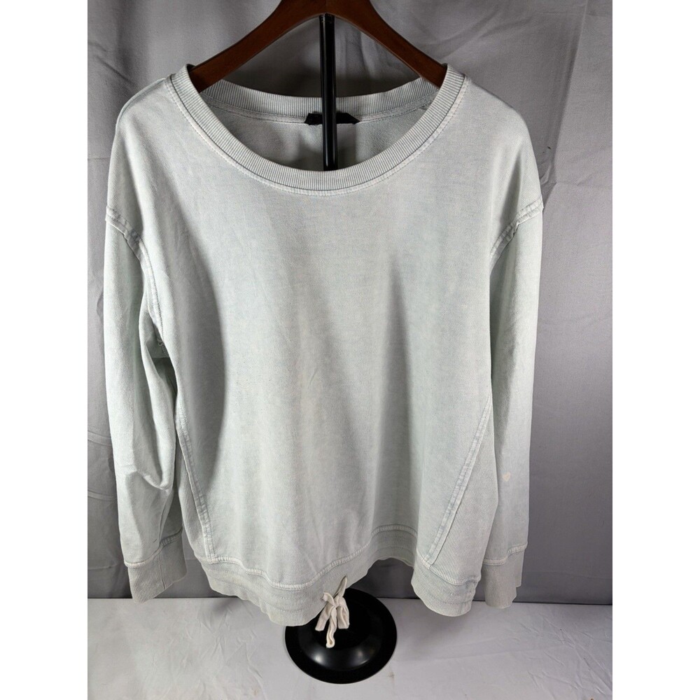 Jane & Delancey  Long  Sleeve Burnout  Sweatshirt Size Large Green/White